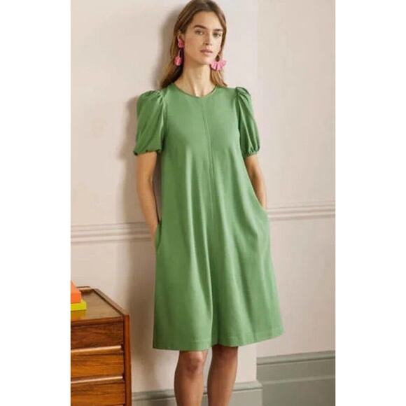 Boden Ponte Green Dress Has Pockets Button Closure Size 6 - Picture 1 of 6